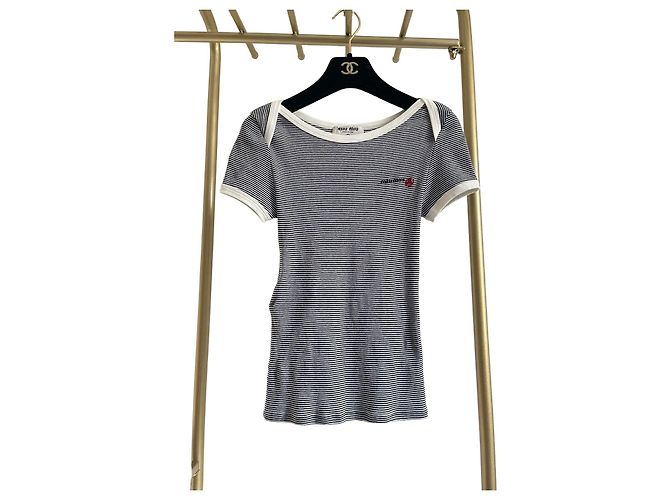 Top Miu Miu a righe a maniche corte in viscosa Multicolor XS
