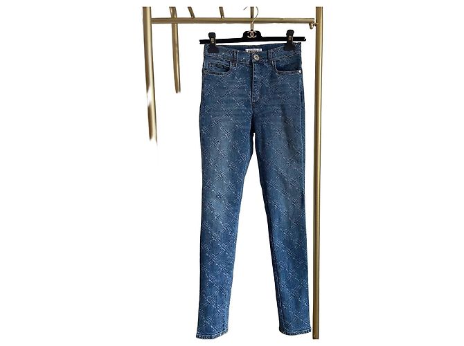 Chanel Jeans Blau Denim mit Schneeflocken Steppmuster