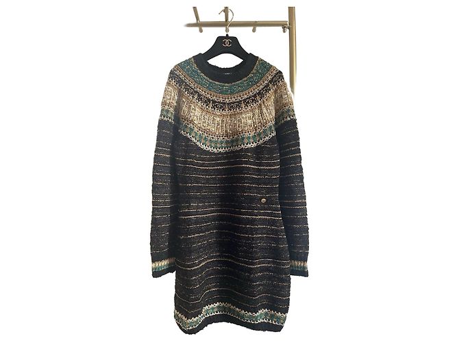 Chanel Kleid aus Wolle mit ägyptischem Print Größe 38
