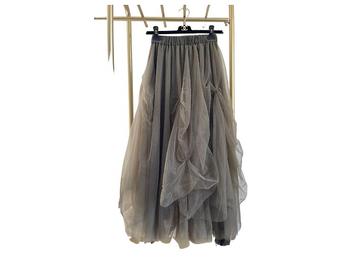 Autre Marque Gonna in tulle marrone e grigio ELYWOOD