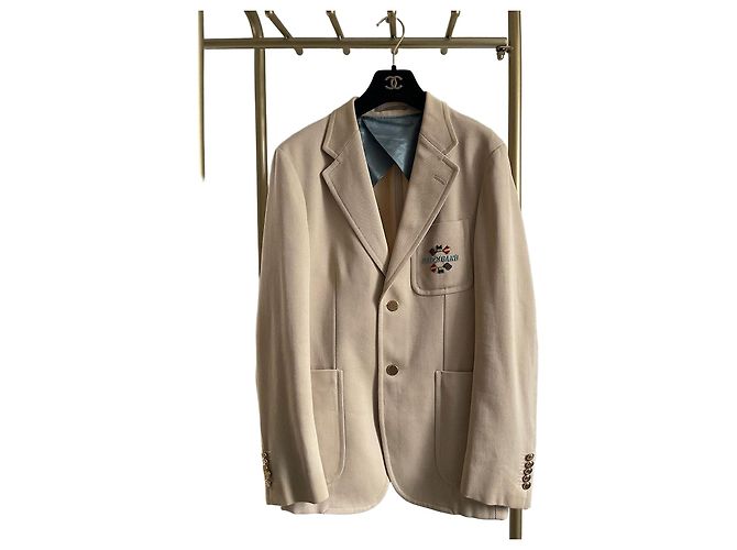 Gucci Tweed Blazer Jacke Khaki bestickt