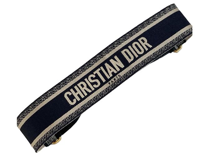 Cinto Dior de lona e couro preto com fivela dourada