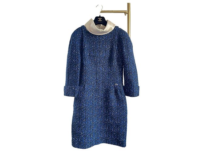 Chanel Kleid aus blauem Tweed