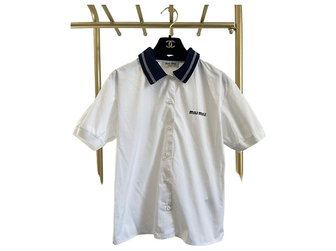 Camisa Miu Miu Branca de Algodão Estilo Colegial