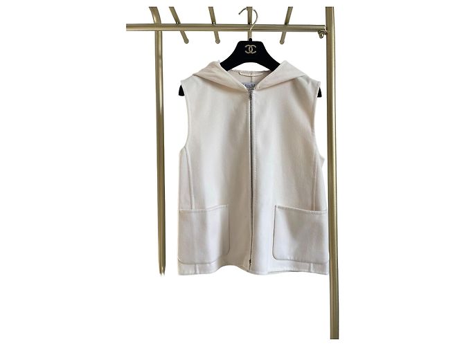 Max Mara Colete de cashmere sem mangas branco
