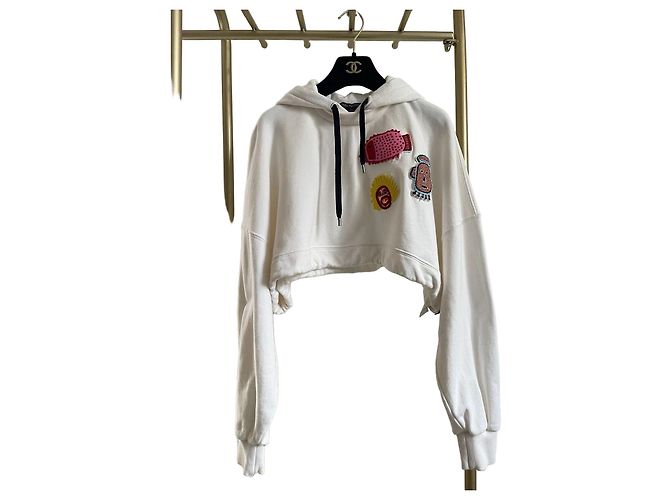 Louis Vuitton Hoodie corto blanco de algodón XS