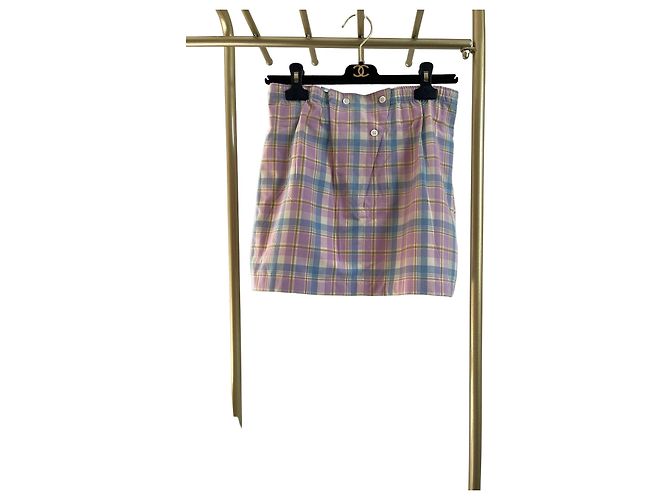 Gonna Prada a pieghe scozzese in cotone Multicolor
