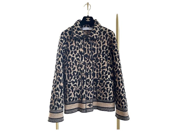 Cardigã Dior de lã com estampa de leopardo