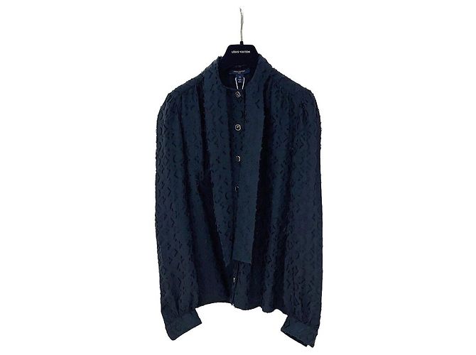 Louis Vuitton Camicia in Seta Jacquard Navy