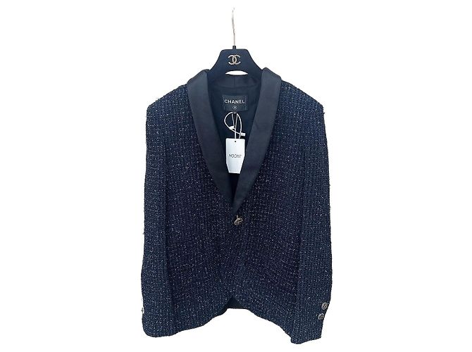 Chanel Navy Tweed Jacket Size 40