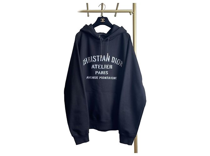 Sweatshirt com capuz Dior Logo Preto de Algodão