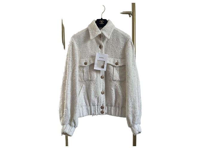 Chanel 21P Tweed Jacket White