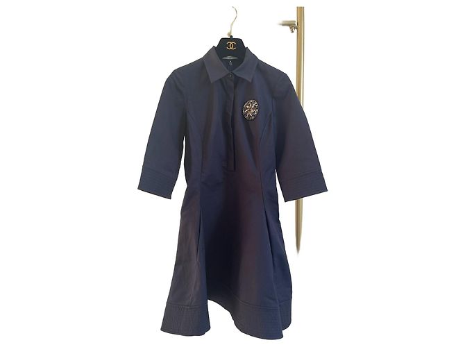 Abito Dior Navy in cotone con logo e maniche medie