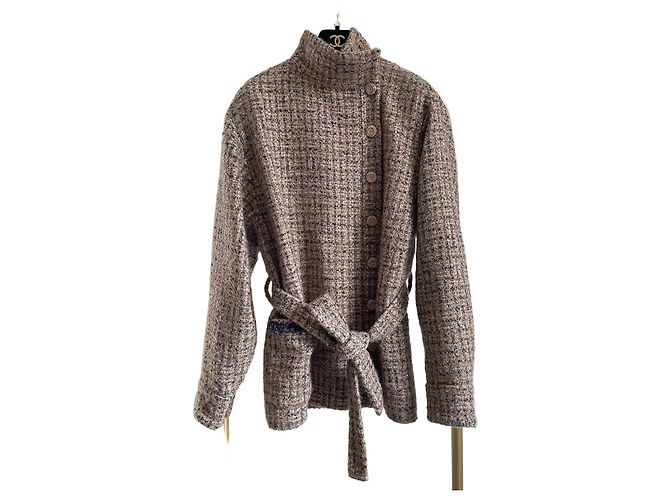Chanel 24K Multicolor Tweed Belted Jacket