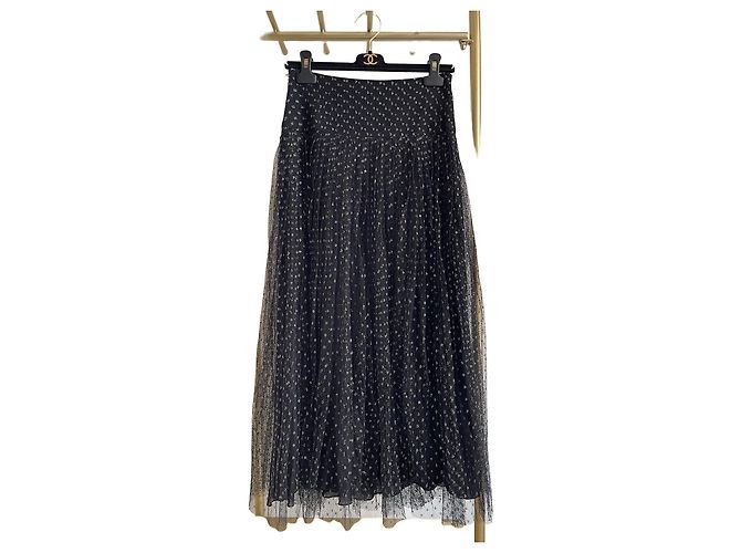 Dior Polka Dot Skirt Black Polyester Size 38