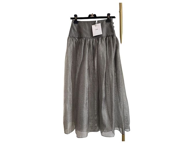 Dior Midi Rock aus Maulbeerseide Hahnentrittmuster