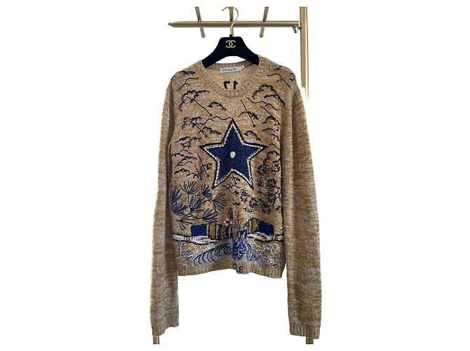 Pull Dior en cachemire jaune motif étoile Taille 42