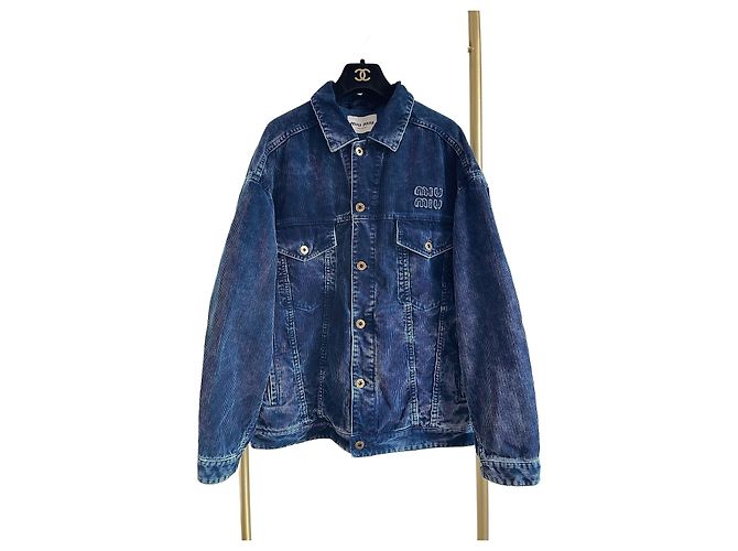 Giacca Miu Miu in velluto a coste blu