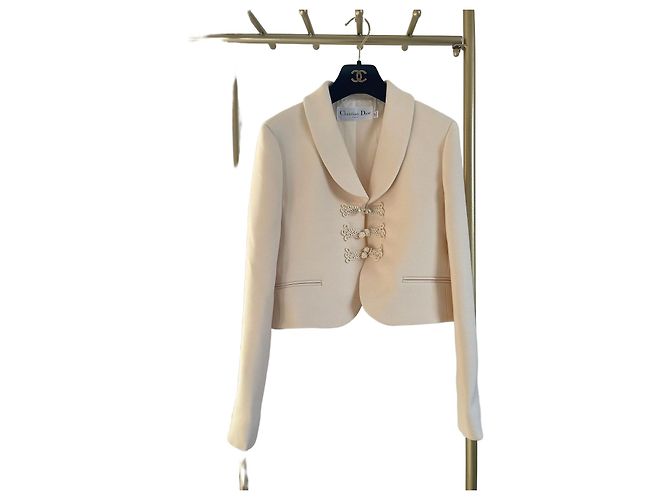Dior Silk Embroidered Coat Ecru
