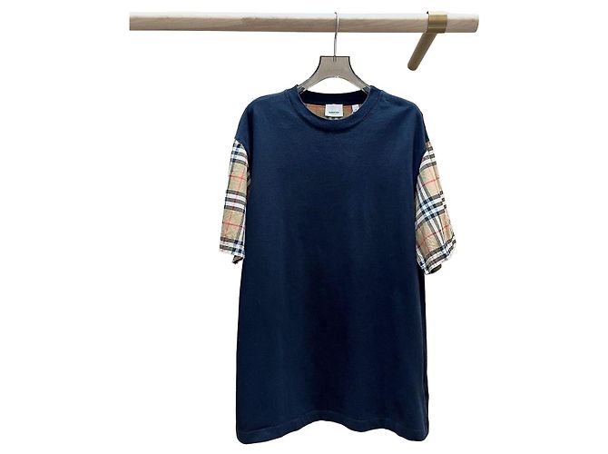 Burberry Schwarzes Oberteil aus Wolle mit Plaid Patchwork