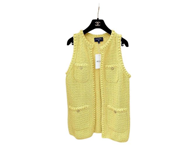 Chanel Strickweste Cardigan aus Wolle Gelb