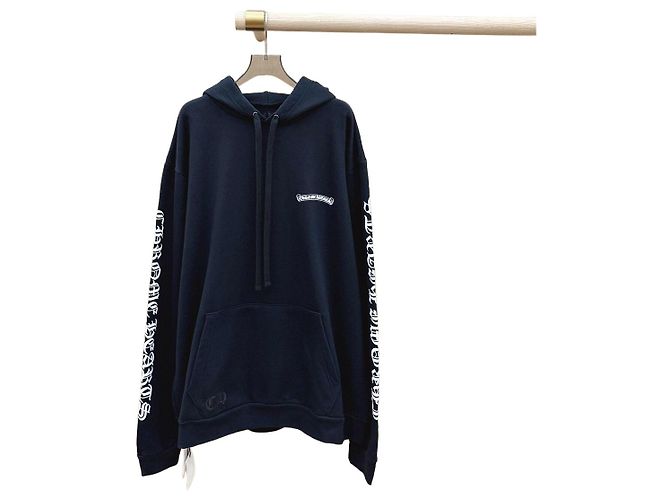 Felpa Chrome Hearts Nera in Cotone con Stampa Scroll