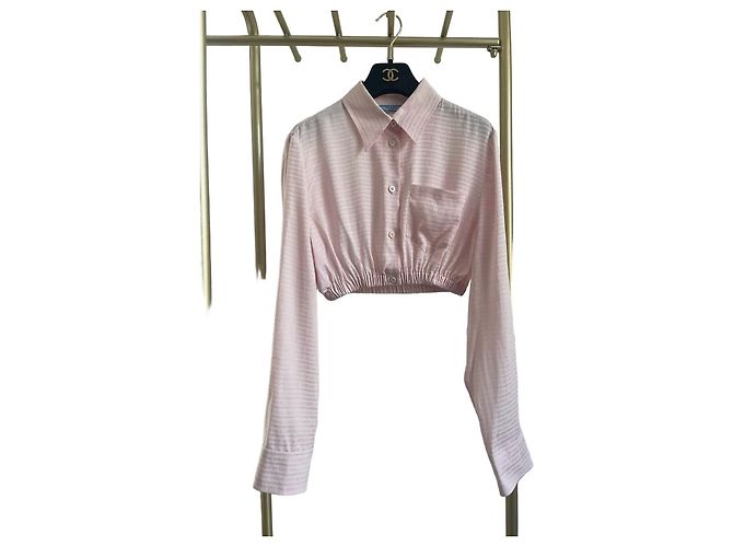 Prada Cropped Hemd aus Seide Rosa