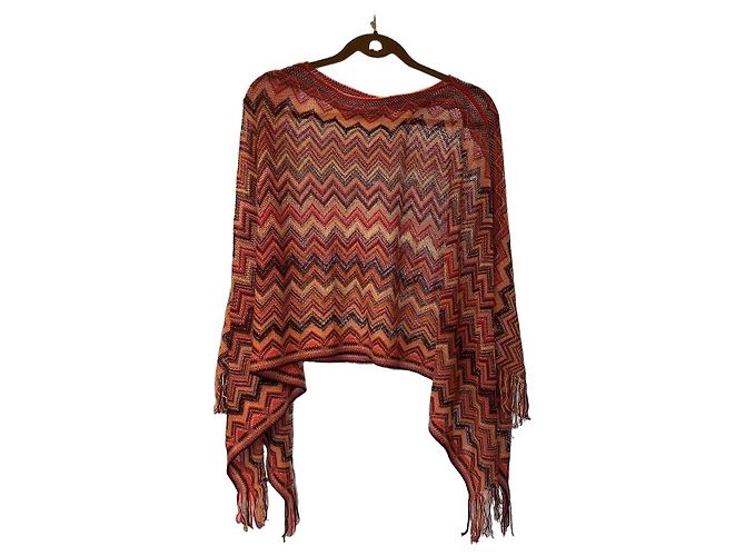 Missoni Strick Poncho Zickzack Wolle Mehrfarbig