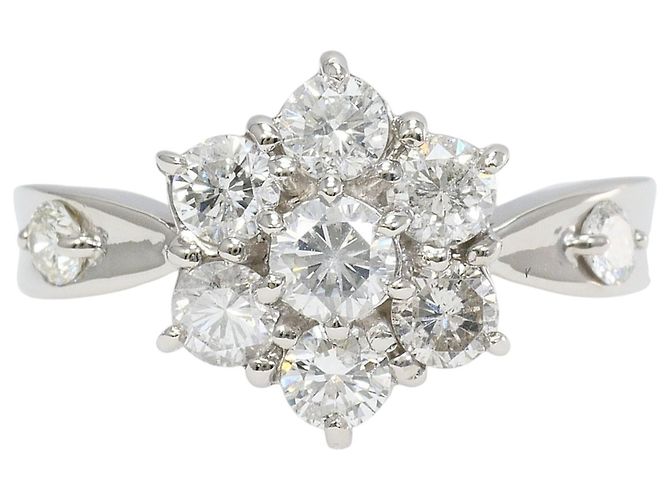 Autre Marque Platinum Band Ring with Diamond