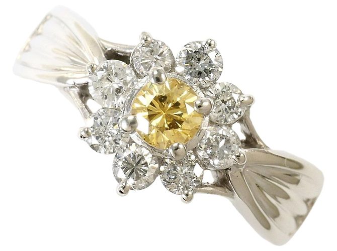 Autre Marque PT900 Platin-Bandring mit braunem Diamanten