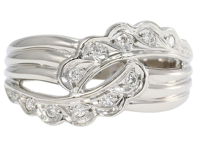 Autre Marque Anel aliança de platina e diamantes
