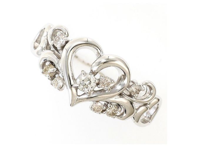 Autre Marque Ehering aus 10K Weißgold mit Diamant