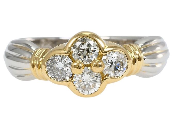 Autre Marque Ehering aus Platin und Gelbgold mit Diamant