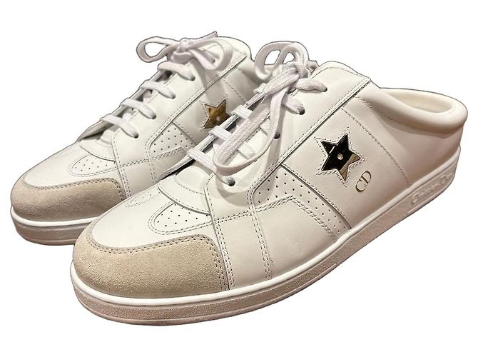 Christian Dior B23 Mules Baskets en cuir blanc