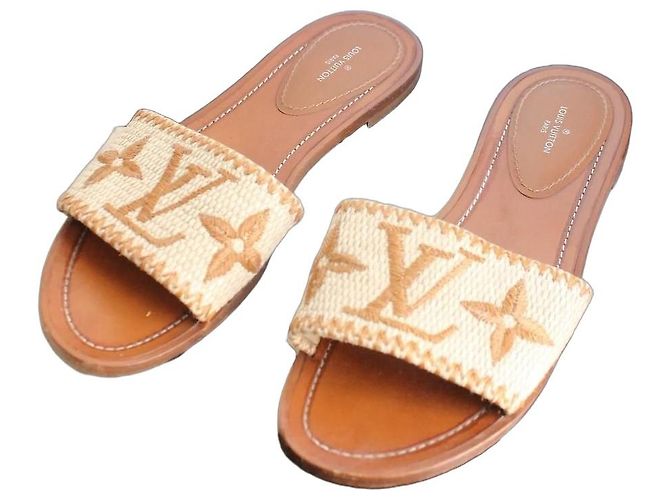 Louis Vuitton Lock It Monogram Raffia Sandals