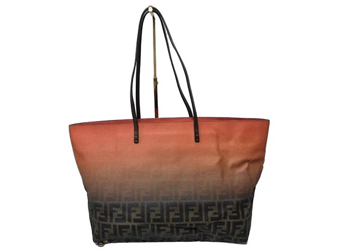 Bolsa Shopper Fendi Zucca FF Laranja e Castanho