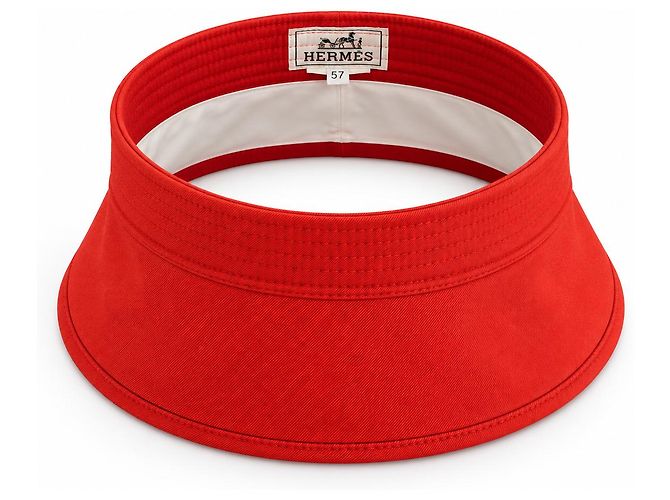 Hermès by Martin Margiela Spring 2004 Red Cotton Visor Hat