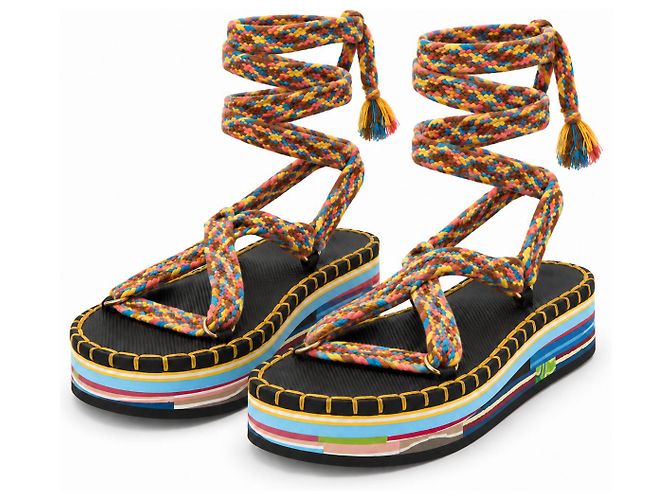 Chloé Lou Multicolor Rope Platform Sandals Spring 2022