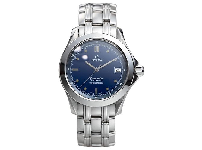 Omega Seamaster Automatic Chronometer Navy-Blue Silver Vintage Watch Date 36 mm