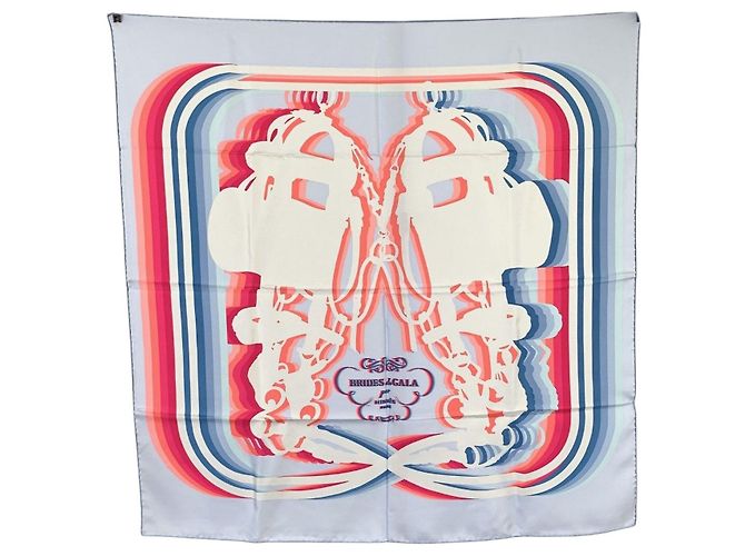 Hermès Pañuelo de seda Hermes Brides de Gala Shadow Azul y Fucsia