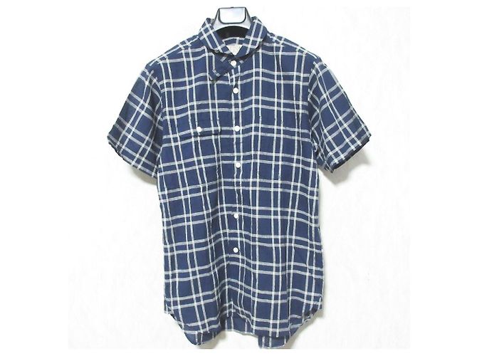 Autre Marque Camicia a maniche corte a quadri con collo rotondo in cotone e lino HAVERSACK