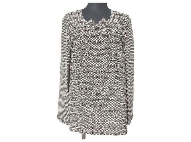 Autre Marque Blusa de bolinhas com folhos e fitas INGEBORG
