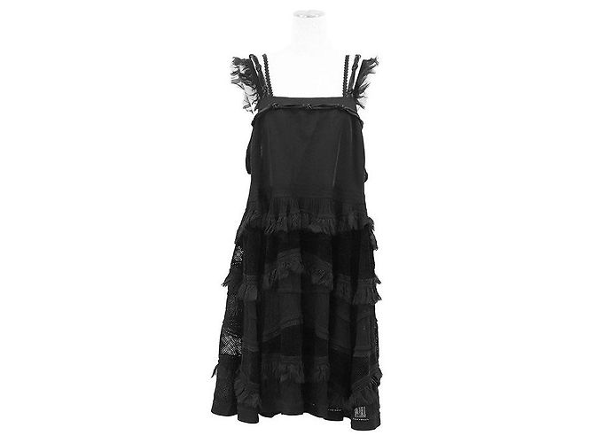 CHANEL 07A P31447 Kleid aus Viskose-Rayon-Stretch-Mesh