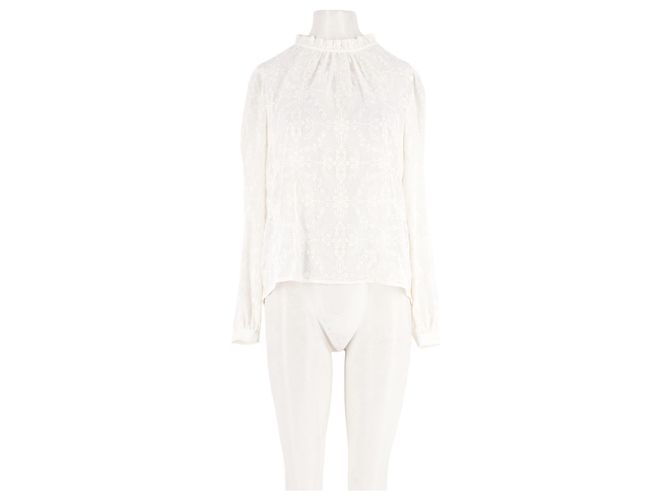 SéZane Weiße Bluse mit Blumenmuster und Spitze
