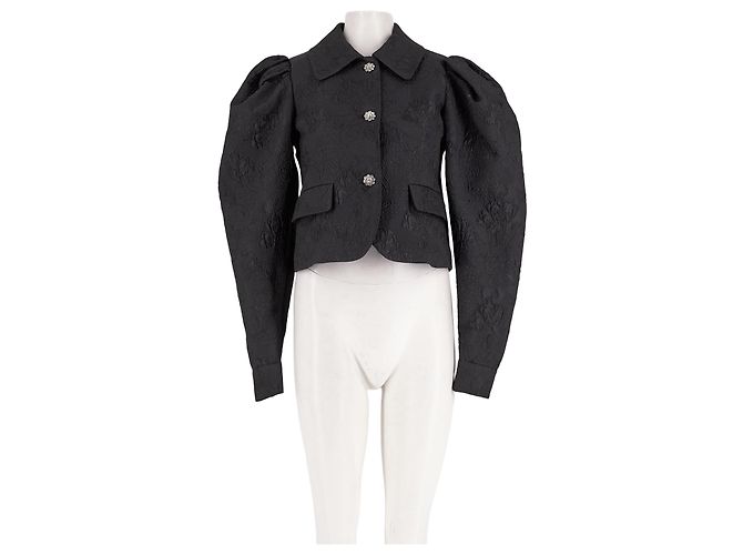 Autre Marque CUSTOMMADE Black Cropped Jacket with Floral Pattern