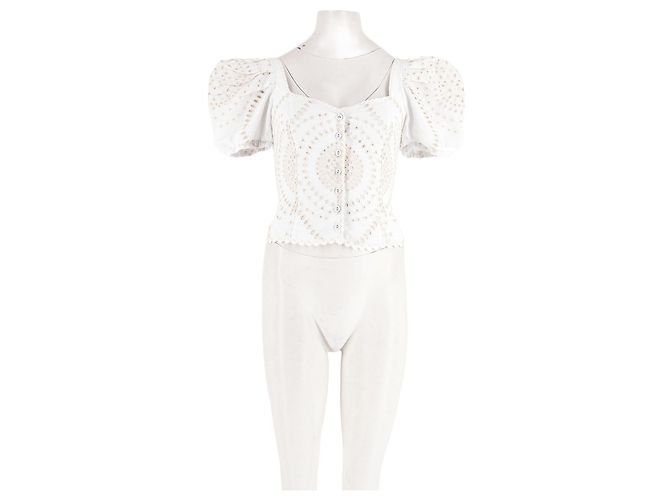 Autre Marque Top cropped de algodão branco bordado Charo Ruiz