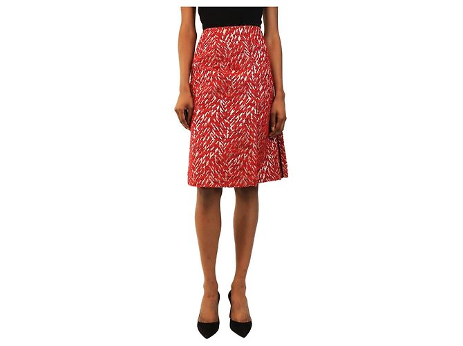 Marni Gonna in boucle rossa e argento - size UK 6