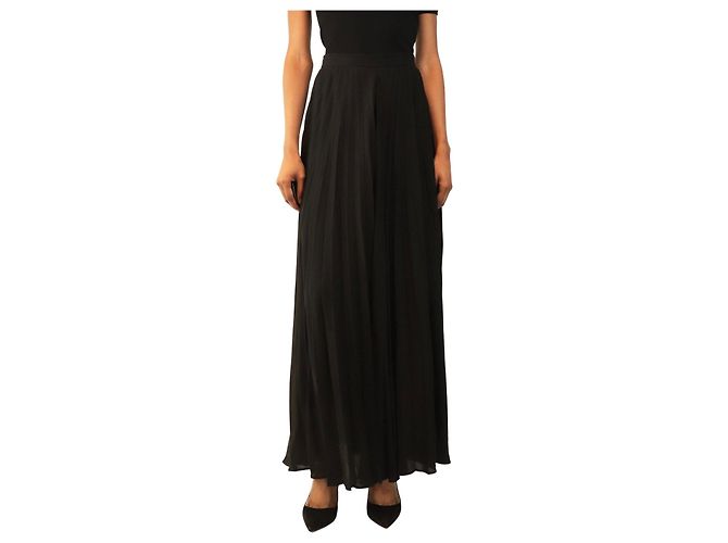 Valentino Plissierter Midirock aus schwarzer Seide - size UK 8