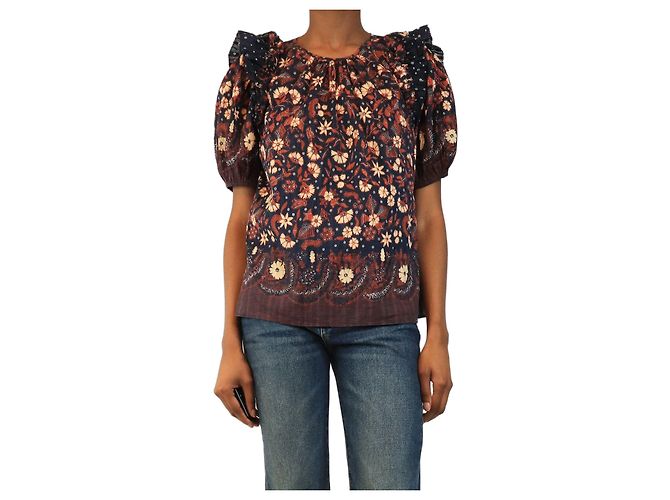 Ulla Johnson Top con stampa floreale blu navy - size UK 6