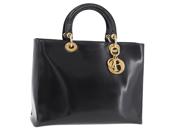 Bolso Christian Dior Charol Negro Oro